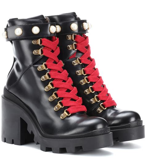 gucci boston leather red|Gucci black leather boots.